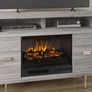 SCOTT LIVING CESTONI 48 in. Freestanding Media Console Wooden Electric Fireplace in Medium Gray Ash HDSLFP48L-3A