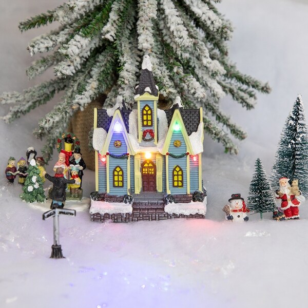 LED Lighted Snowy Church Christmas Village Display Piece