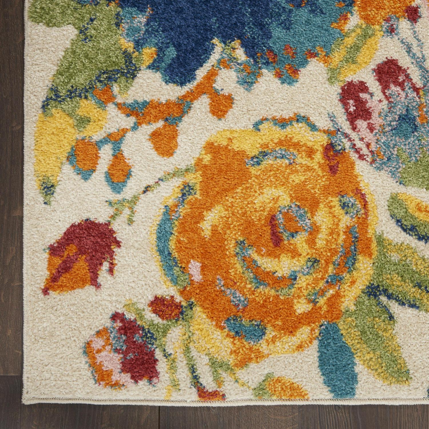 Nourison Allur Contemporary Floral Ivory Multicolor 53 x 73 Area Rug， (5and#8242; x 7and#8242;)