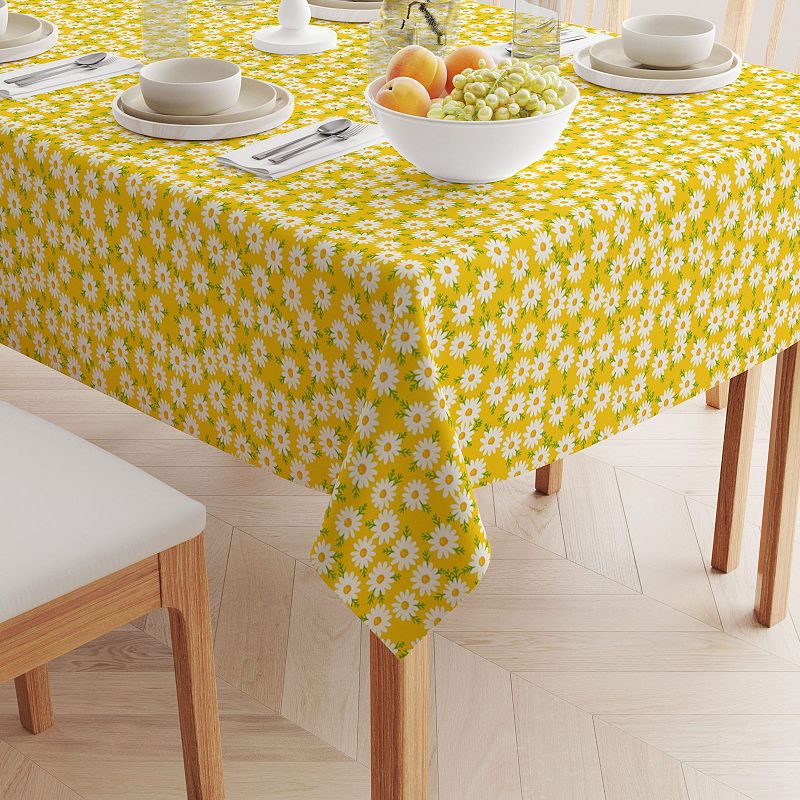 Square Tablecloth， 100% Polyester， 60x60， Daisy Floral Design