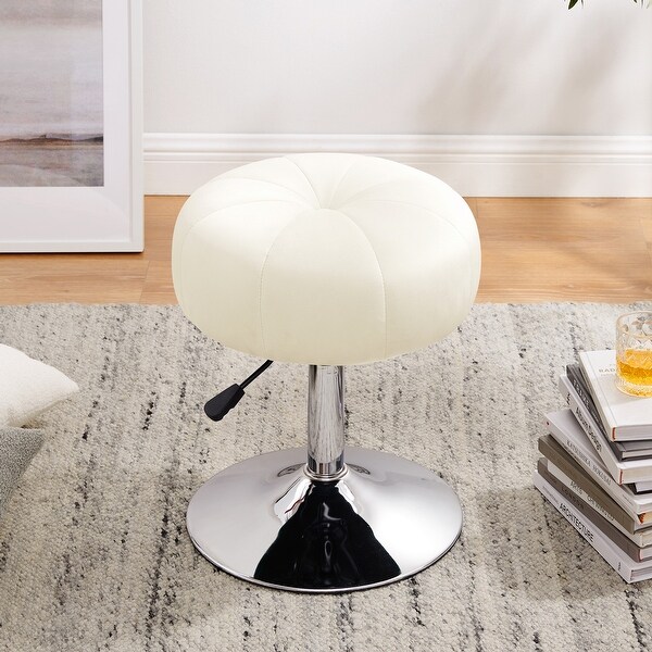 Art Leon Round Adjustable Height Velvet Swivel Stool