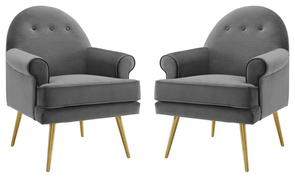 Revive Armchair Performance Velvet Set of 2   Midcentury   Armchairs And Accent Chairs   by Homesquare  Houzz