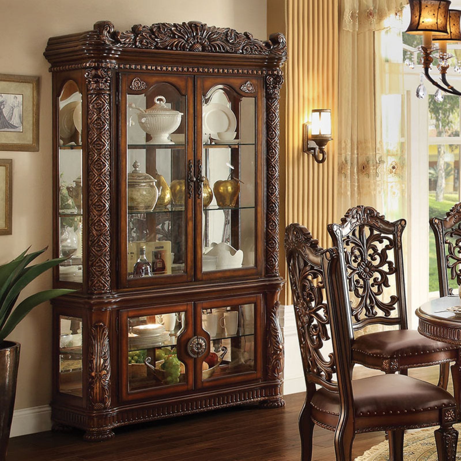 Acme Furniture Vendome Curio Cabinet and#8211; Cherry