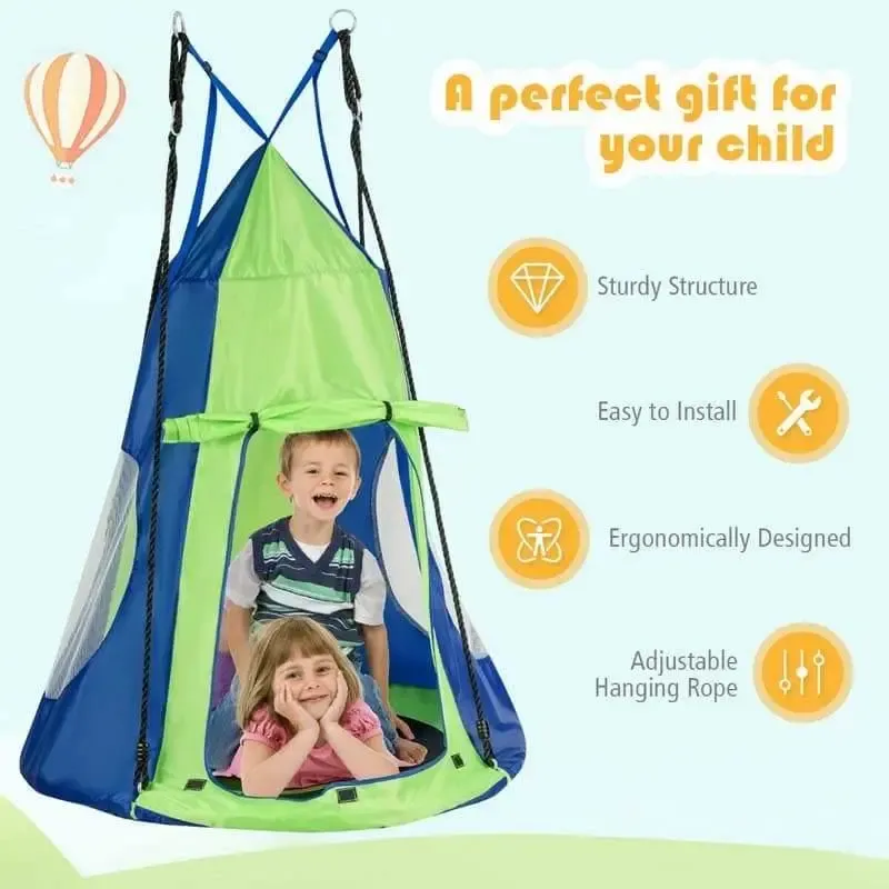 40'' Kids Hanging Tent Swing Saucer Chair Swing Tent Set