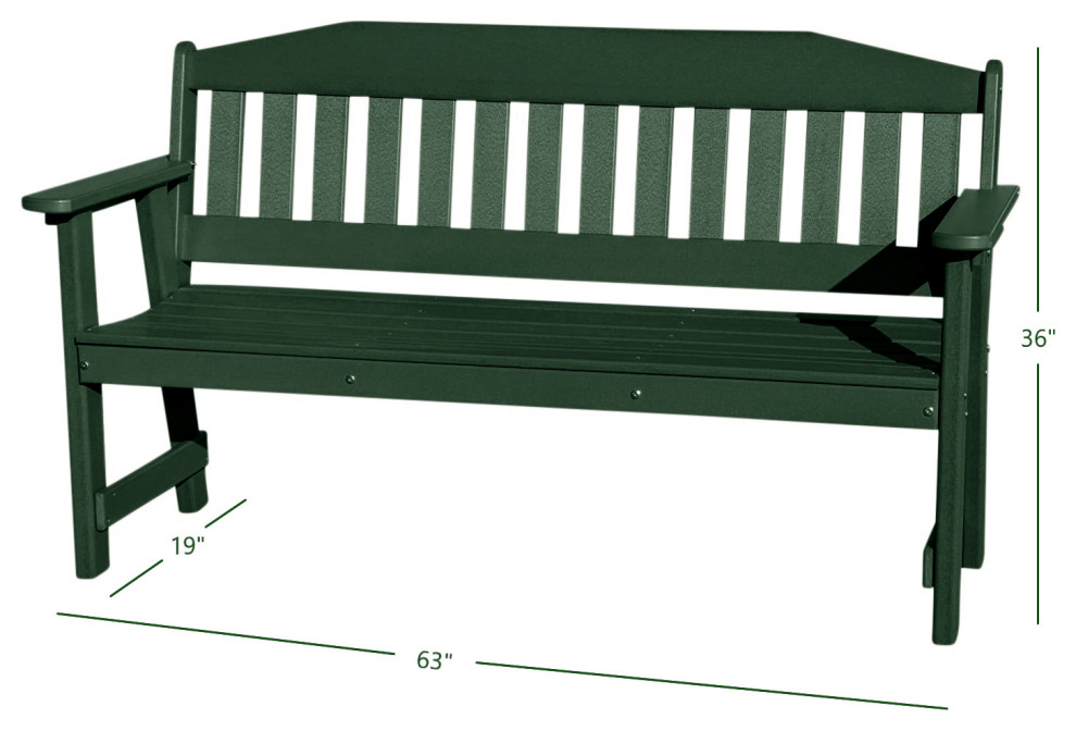 Phat Tommy  Weather Outdoor Bench   5 ft Garden Bench with Back   Contemporary   Outdoor Benches   by Buyers Choice USA  Houzz