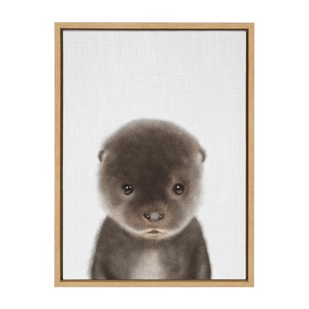 X 24 quot Sylvie Baby Otter Color Illustration Framed Canvas By Simon Te Natural Kate amp Laurel All Things Decor