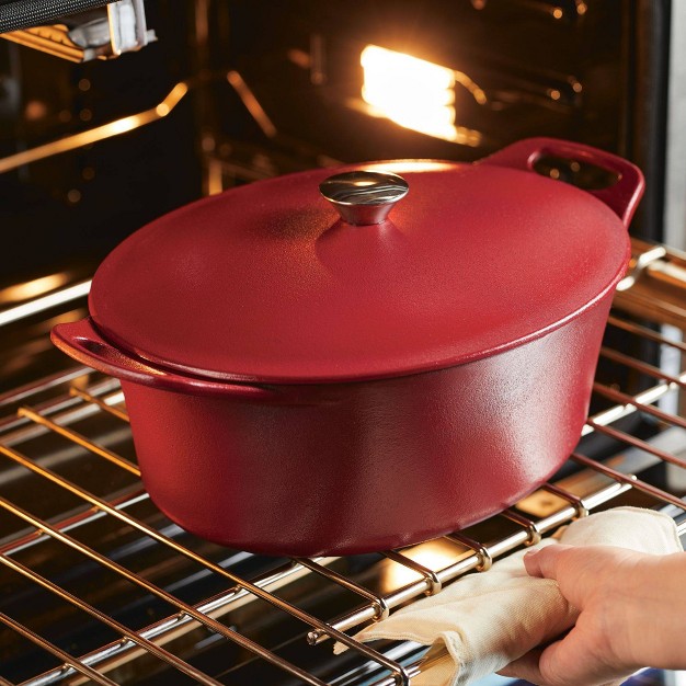 Rachael Ray Premium Nitro Cast Iron Dutch Oven 6 5qt Red