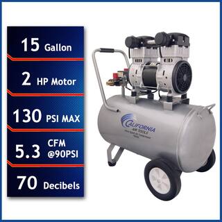 California Air Tools 15 Gal. 2.0 HP 220-Volt 60 Hz Ultra Quiet and Oil-Free Air Compressor 15020C-22060