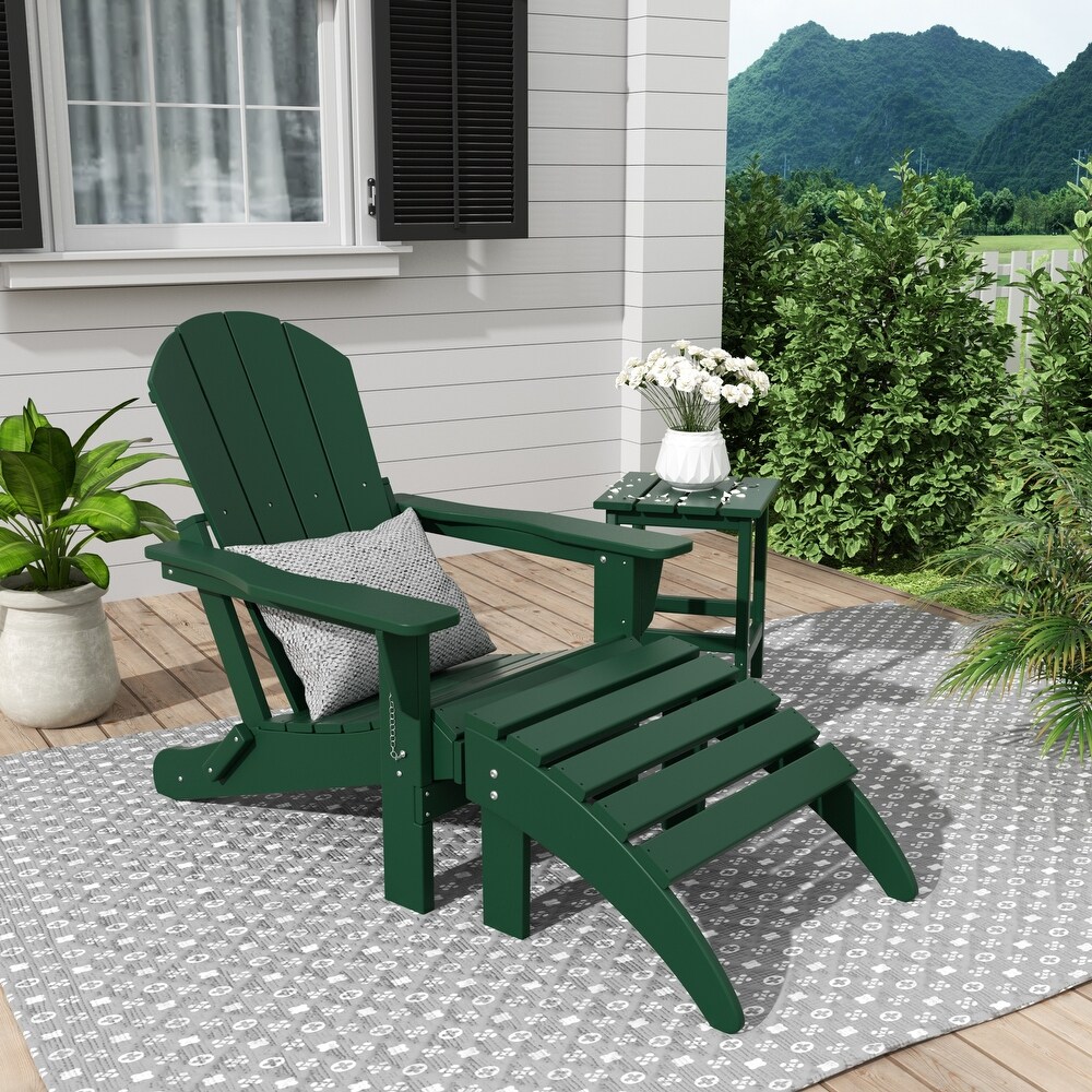 POLYTRENDS Laguna  Weather Poly Outdoor Patio Adirondack Chair Set   with Ottoman and Side Table (3 Piece)