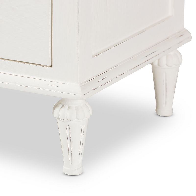 Baxton Studio Venezia Whitewash 3-Drawer Nightstand