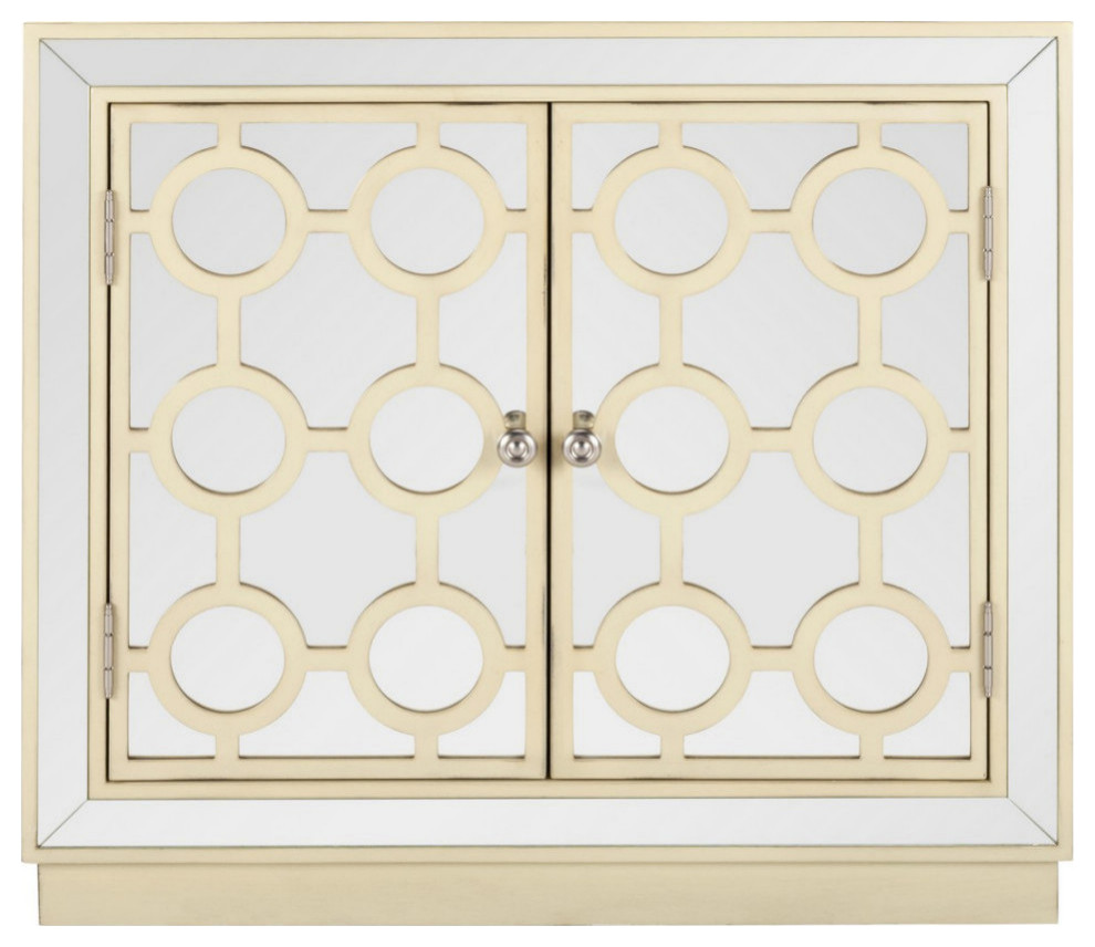 Roxi 2 Door Chest  Antique Beige/Nickel Mirror   Contemporary   Accent Chests And Cabinets   by Rustic Home Furniture Deco  Houzz