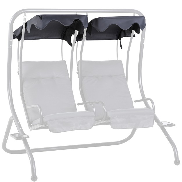 Outsunny 2 seater Swing Canopy Replacement With Tubular Framework Outdoor Swing Seat Top Cover