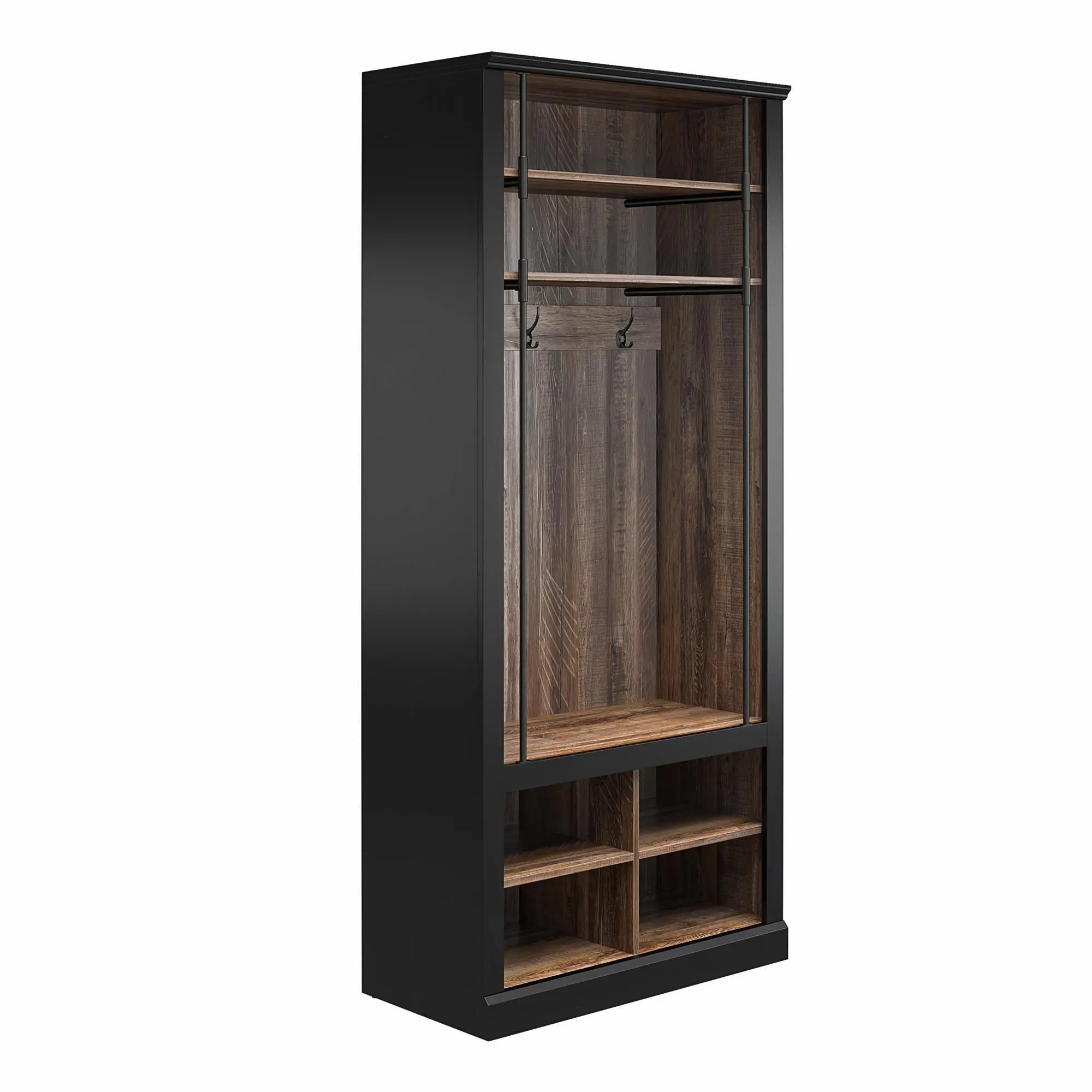 Hoffman Two-Toned Entryway Hall Tree with Bench and Storage Cubbies