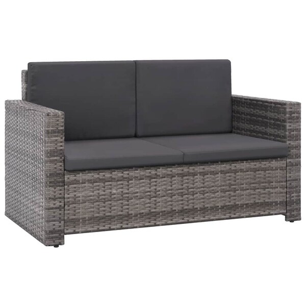 2 Piece Garden Lounge Set with Cushions Poly Rattan Gray - Overstock - 35108056