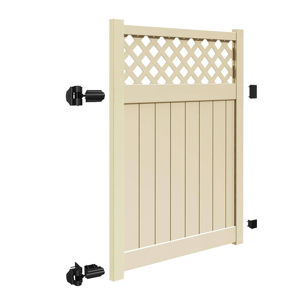 Barrette Outdoor Living Valley 5 ft. W x 6 ft. H Sand Vinyl Un-Assembled Fence Gate 73024939