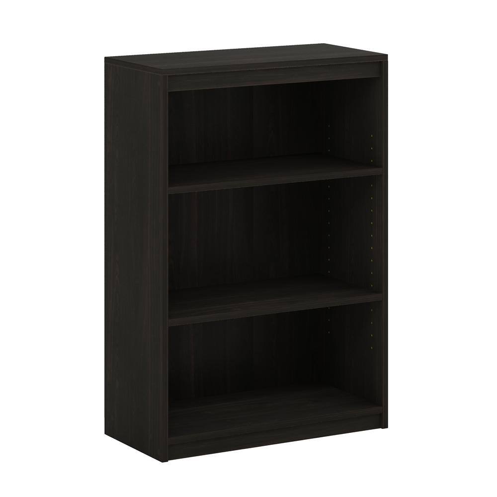 Furinno Gruen 35.9 in. Espresso 3-Shelf Standard Bookcase with Adjustable Shelves 20107CC