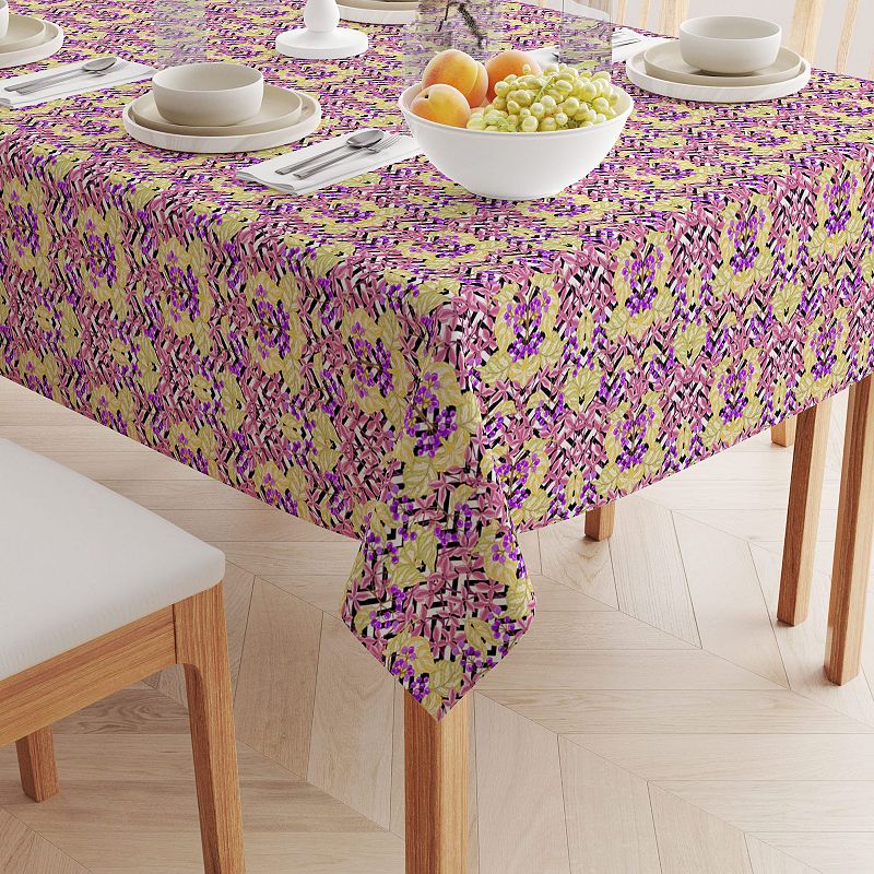 Square Tablecloth， 100% Cotton， 52x52， Floral 108