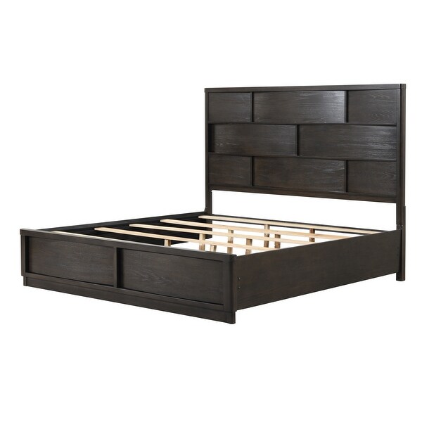 Roundhill Furniture Belani Wood Panel Bed Set， Bed， Dresser， Mirror， Two Nightstands， and Chest， Espresso - - 36183445