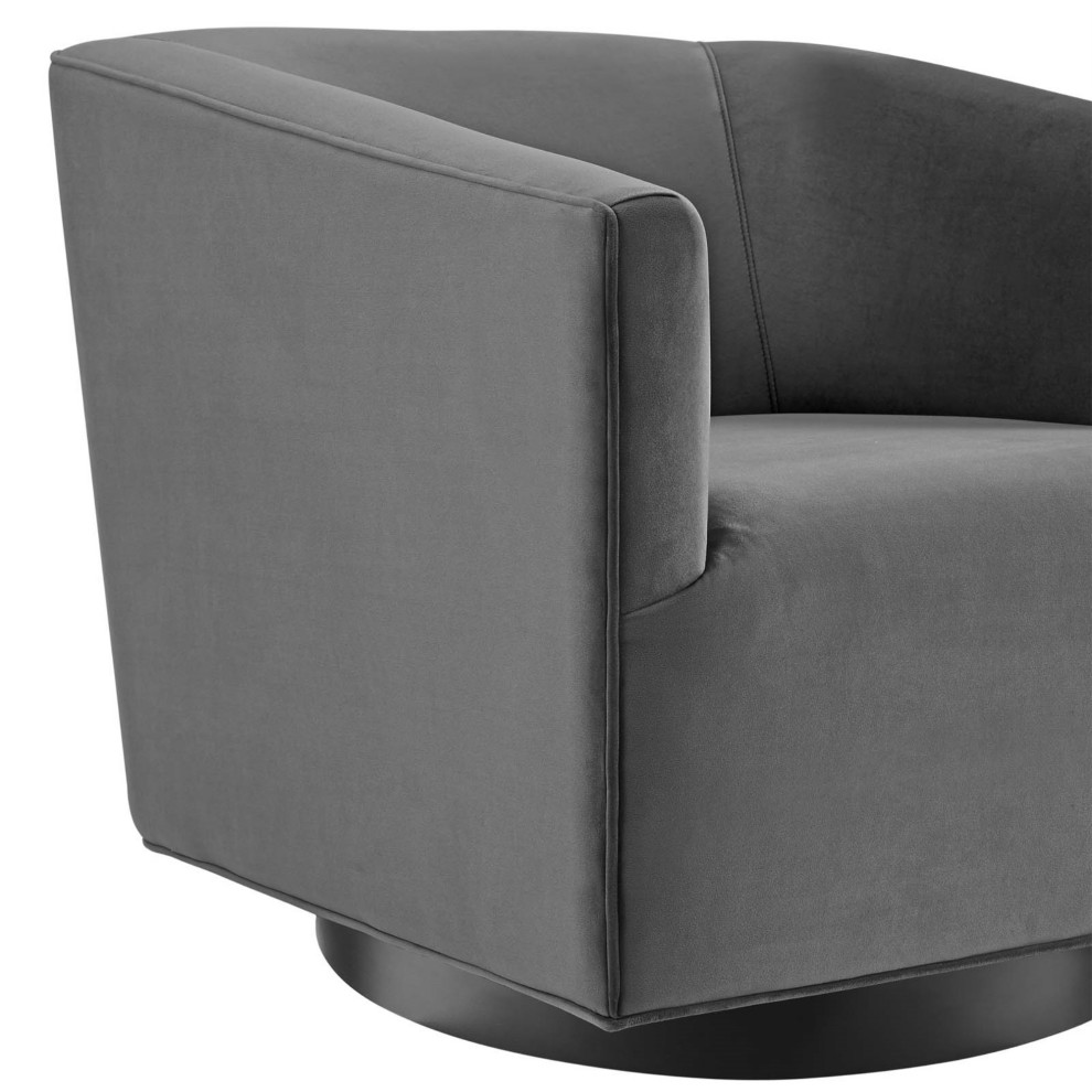 Twist Swivel Chair Performance Velvet Set of 2 Gray   Contemporary   Armchairs And Accent Chairs   by Kolibri Decor  Houzz