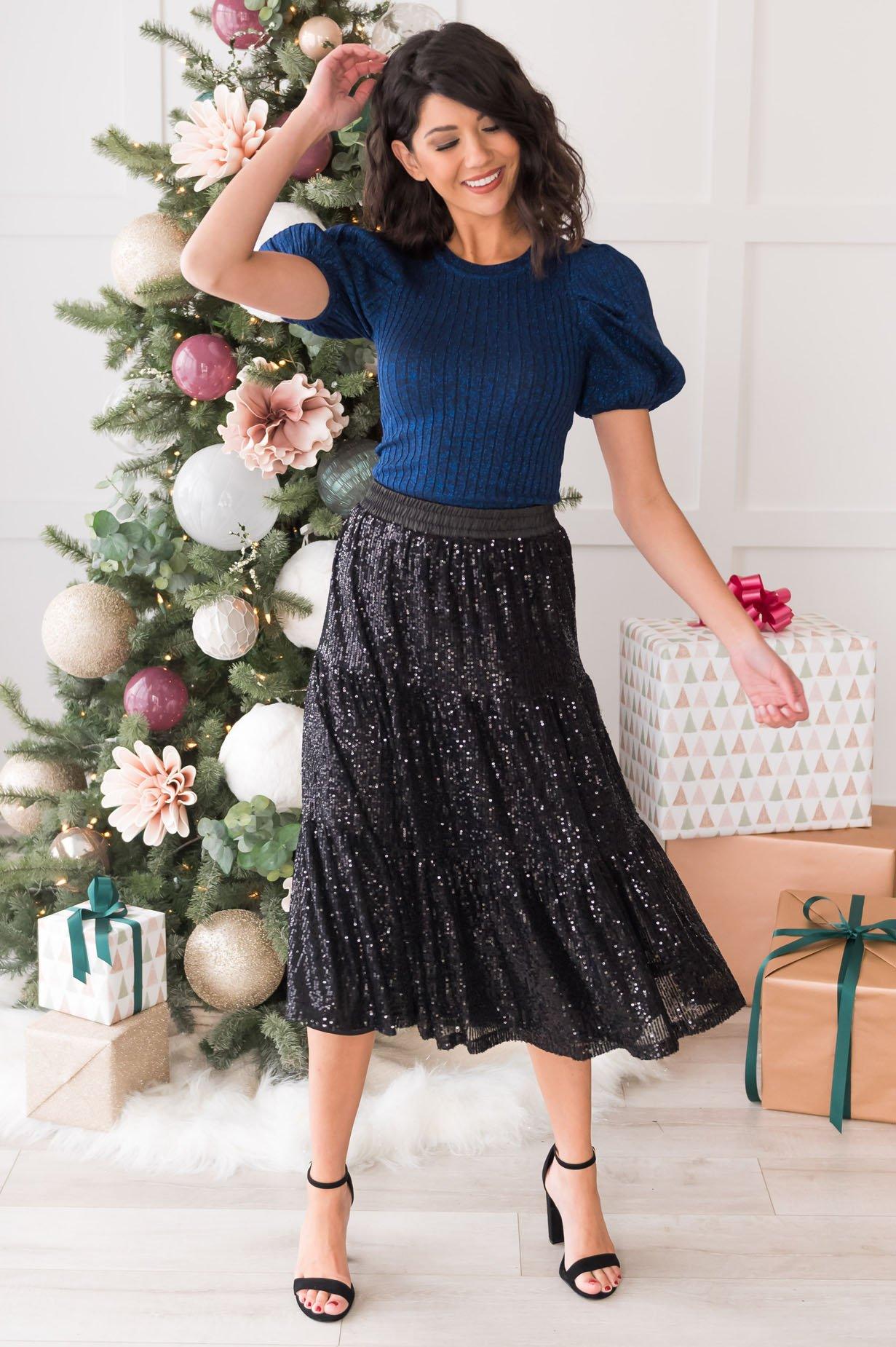 Dazzle Glam Sleigh Ride Sequin Skirt