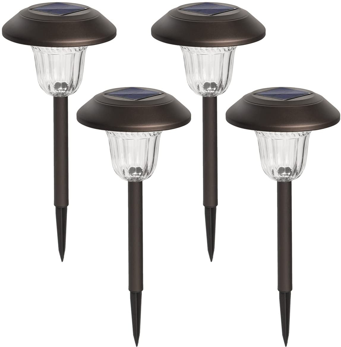 GIGALUMI 4 Pcs Solar LED Path Lights， Bronze Automatic Led for Patio， Lawn and Garden (Warm White)