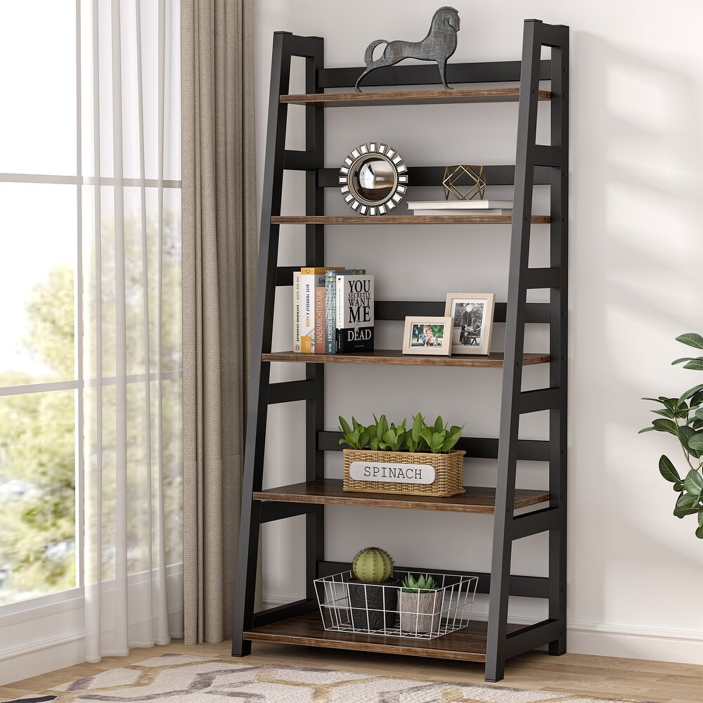 5 Tier Ladder Shelves  Bookshelf Bookcase for Living Room