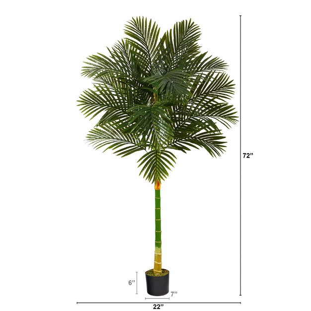 Nearly Natural 6-ft Single Stalk Golden Cane Artificial Palm Tree