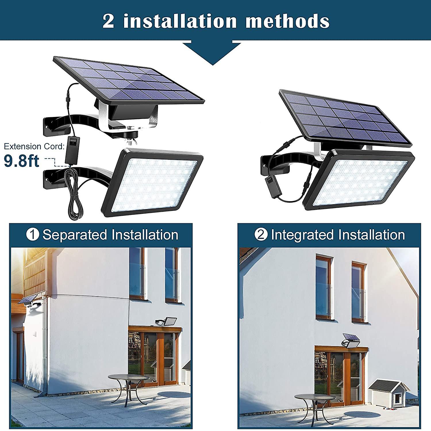 Solar Lights Outdoor With Remote Control Naimp 48 Led Dusk To Dawn Solar Panel Light Kit With 5500mah Battery And 9.8ft Cord Wall Mount Security Light