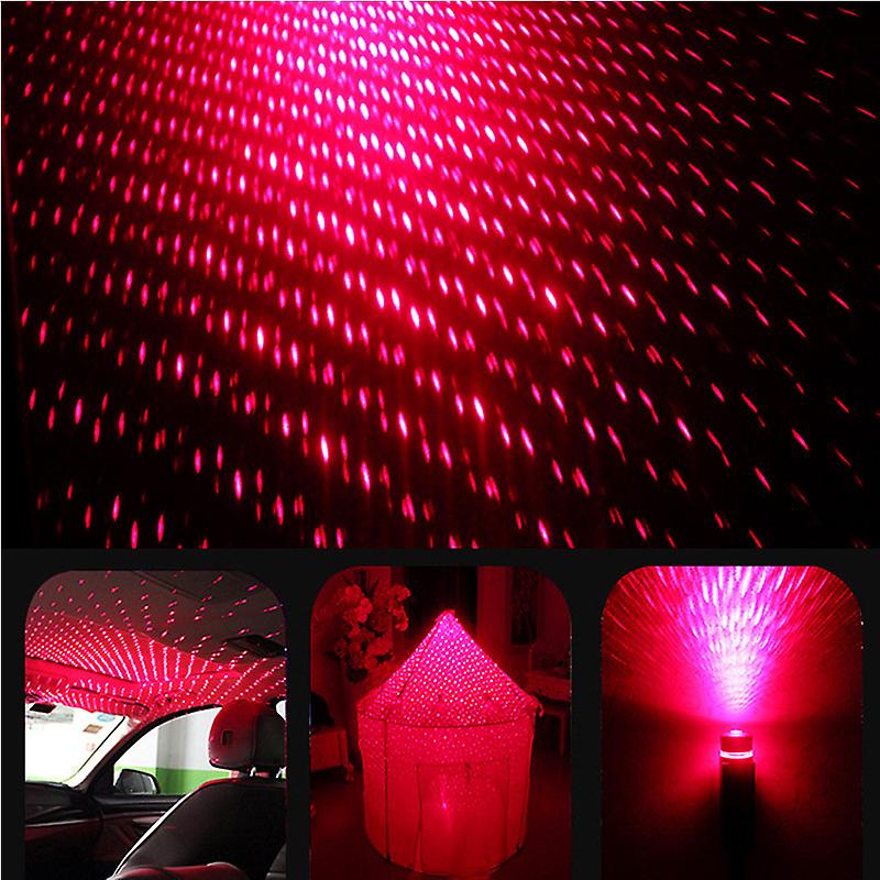 Car Welcome Light Usb Star Light Laser Projection Car Voice-activated Atmosphere Light (foreign Trade Model Full Of Stars) Two Packs