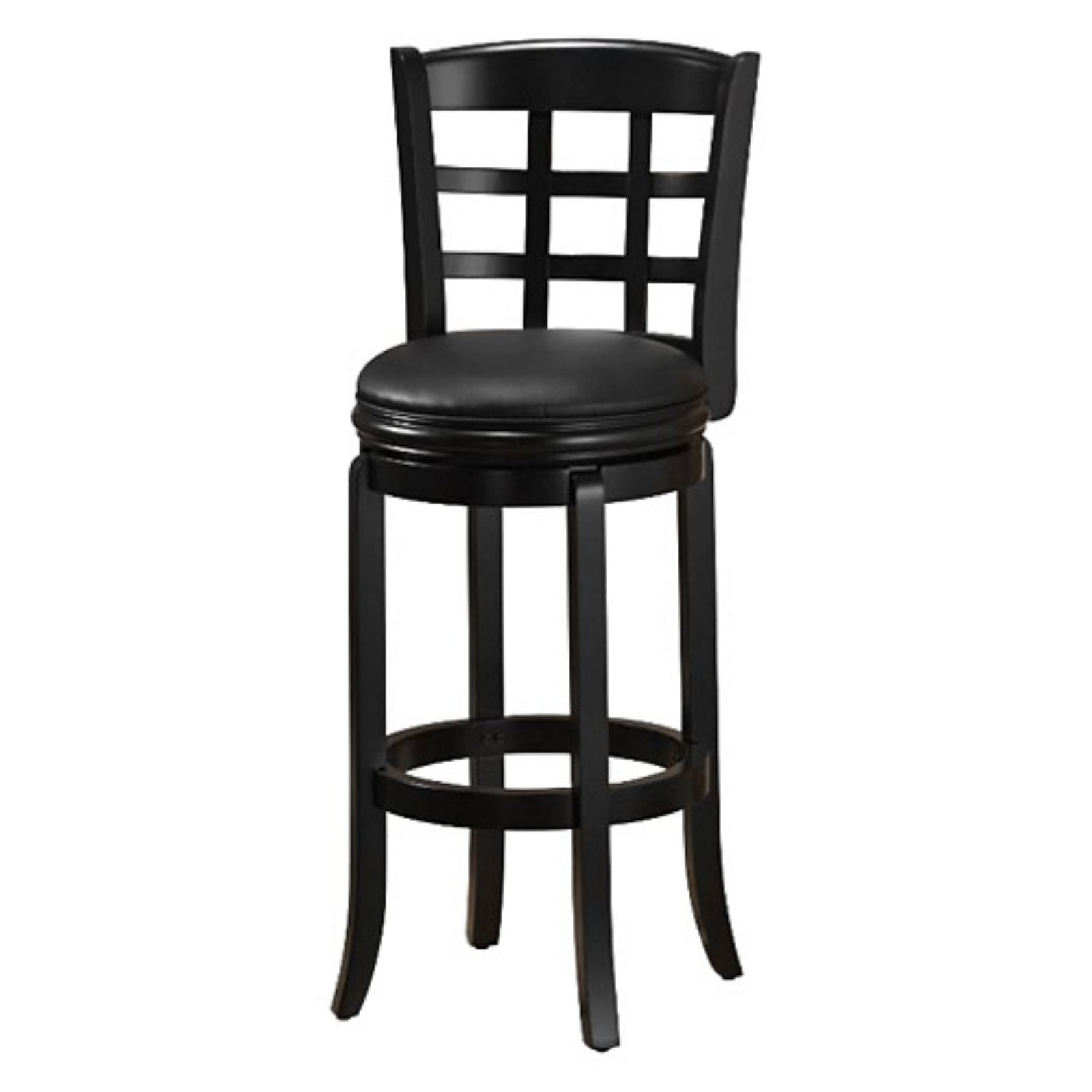 Boraam Kyoto 29in. High Back Swivel Wood Bar Stool - Black Finish