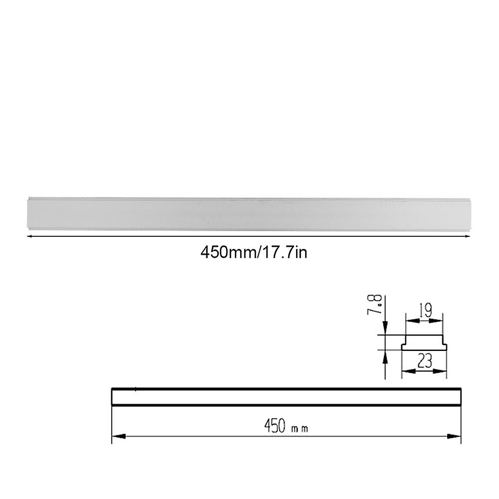 Aluminum Alloy T Track Slot Miter Non Porous Slide Slab Woodworking Carpenter Tool (450mm)