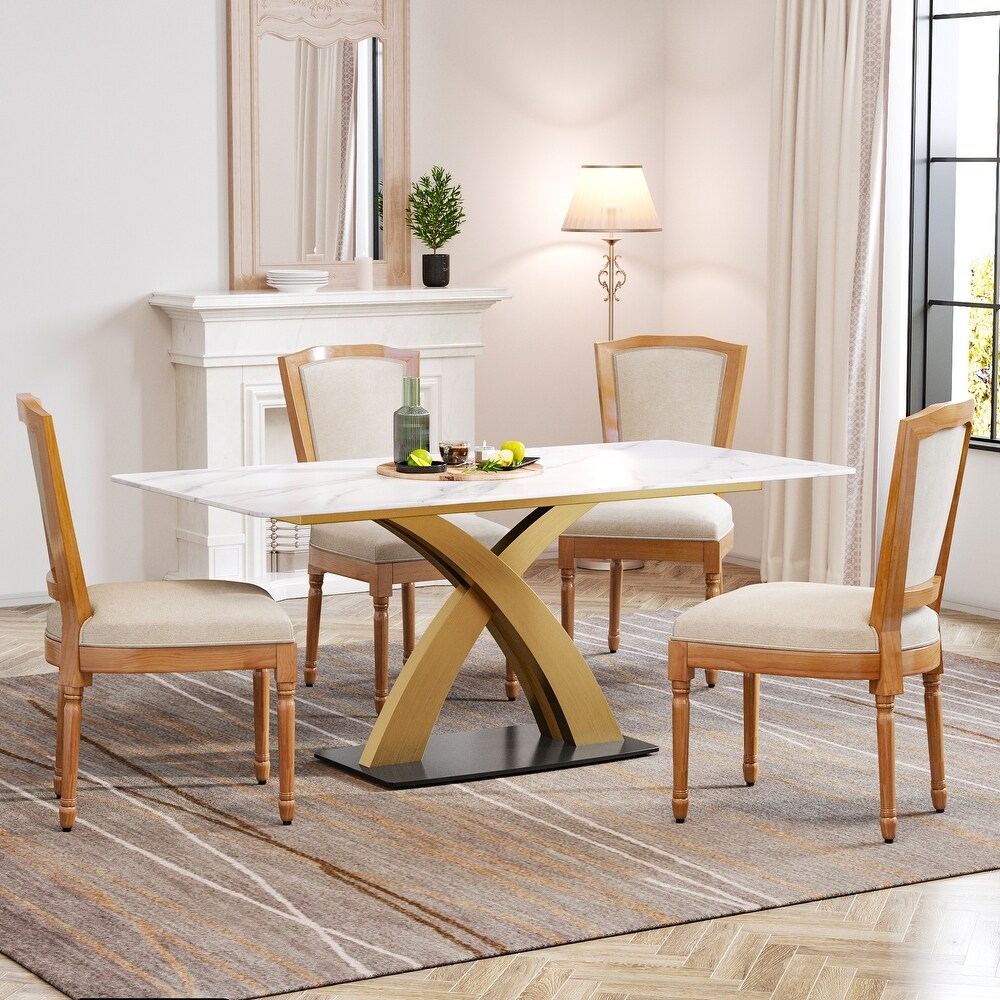 Moasis Modern 5 Piece Dining Set with faux Marble Dining Table