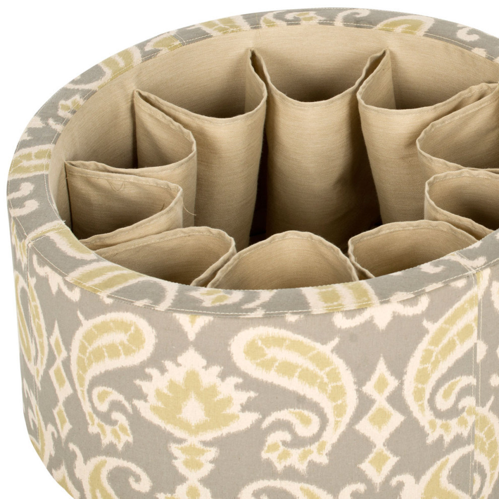 Niska Shoe Ottoman  Ikat Gray/Beige   Mediterranean   Footstools And Ottomans   by Rustic Home Furniture Deco  Houzz