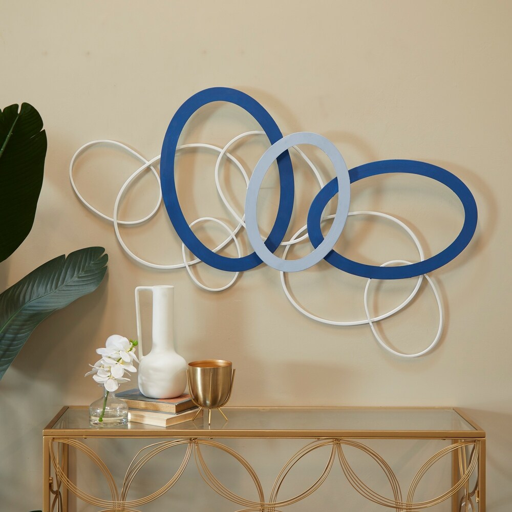CosmoLiving by Cosmopolitan Blue Metal Overlapping Geometric Wall Decor