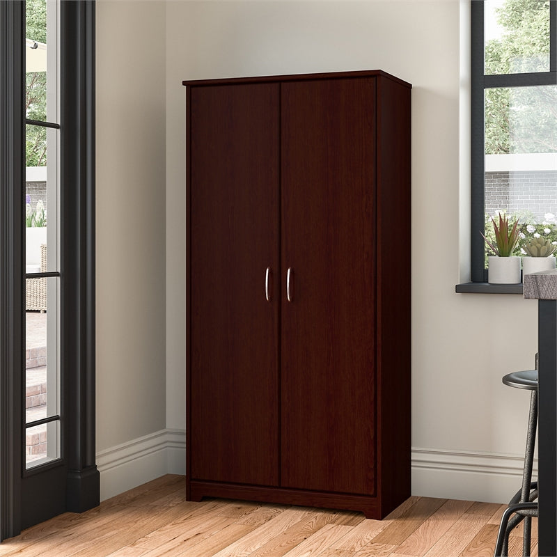 Bush Furniture Cabot Kitchen Pantry Cabinet in Harvest Cherry - Engineered Wood