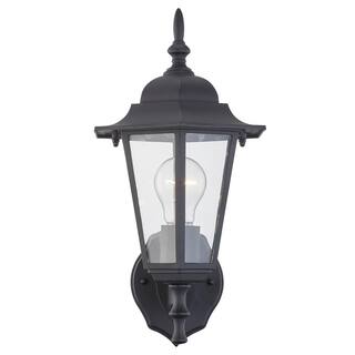 Pia Ricco 1-Light Textured Black Not Solar Outdoor Wall Lantern Sconce with Clear Glass 1Jay-17331BK