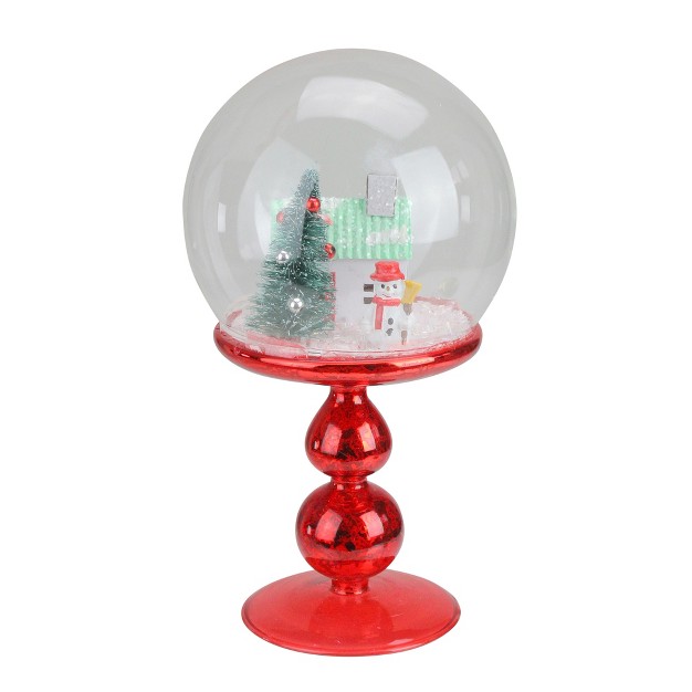 Red Holiday Scene Pedestal Globe Tabletop Decoration