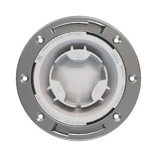 Oatey Fast Set 3 in. Outside Fit or 4 in. Inside Fit PVC Hub Toilet Flange with Test Cap and Stainless Steel Ring 435922