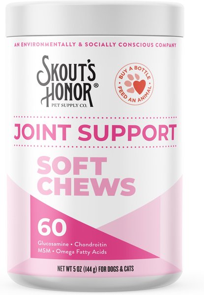 Skout's Honor Joint Support Soft Chew Cat and Dog Supplement， 60 count