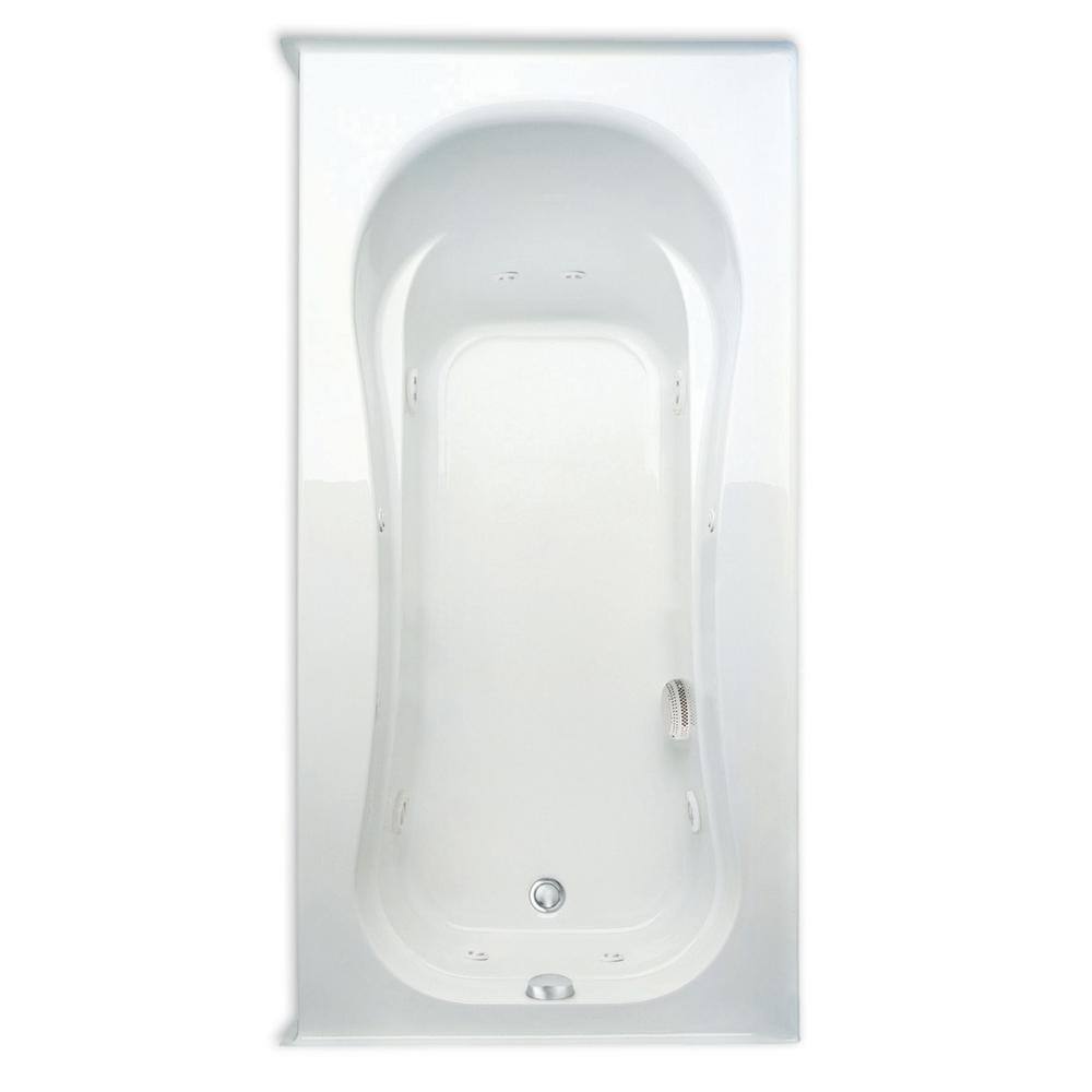 Aquatic Vecelli 72 in. Acrylic Right Drain Rectangular Alcove Whirlpool Bathtub with Heater in White 826541941295