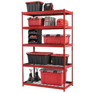 Husky 5-Tier Heavy Duty Boltless Steel Garage Storage Shelving Unit in Red (48 in. W x 78 in. H x 24 in. D) N2R482478W5R