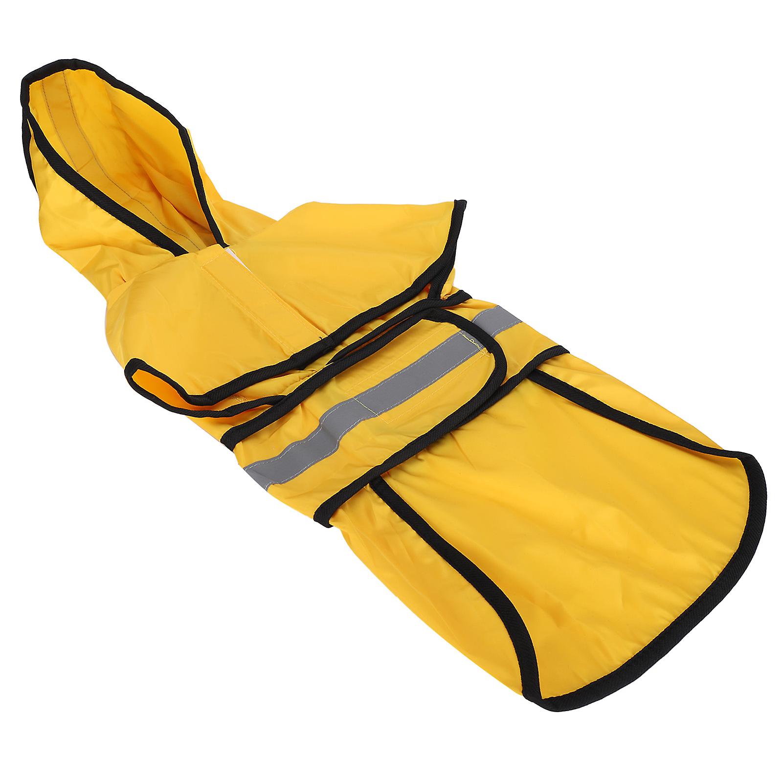 Pet Dog Raincoat Hooded Waterproof Adjustable Pet Rain Jacket With Reflective Stripyellow L