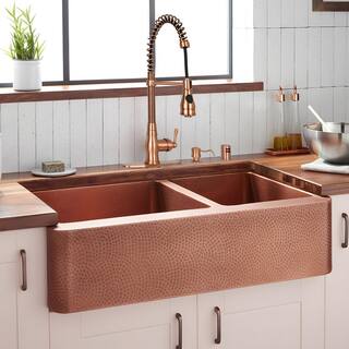 Akicon Single-Handle Pre-Rinse Spring Pull-Down Sprayer Kitchen Faucet in Copper AK518A-C