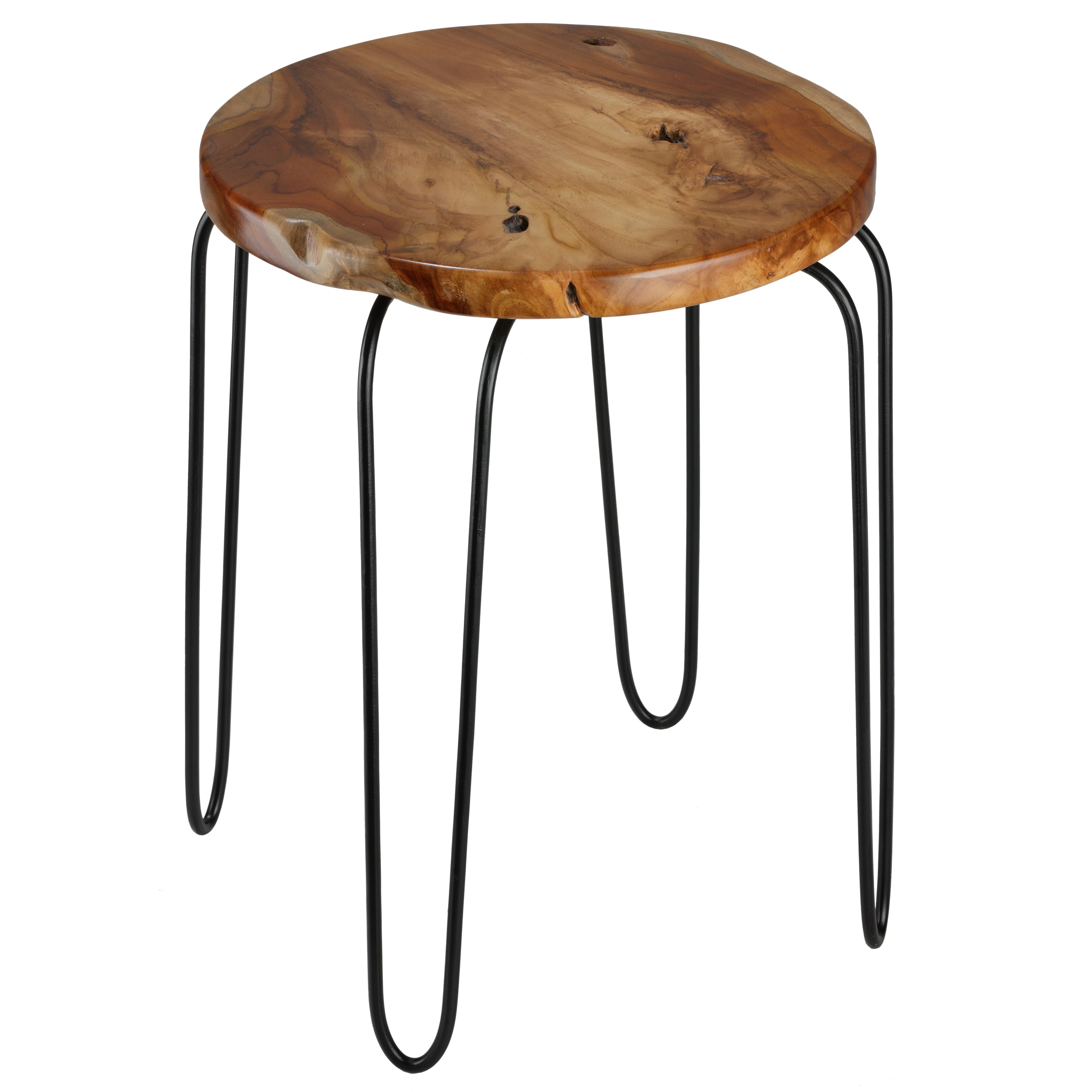 Bare Decor Lacie Round Solid Teak Root-top End Table