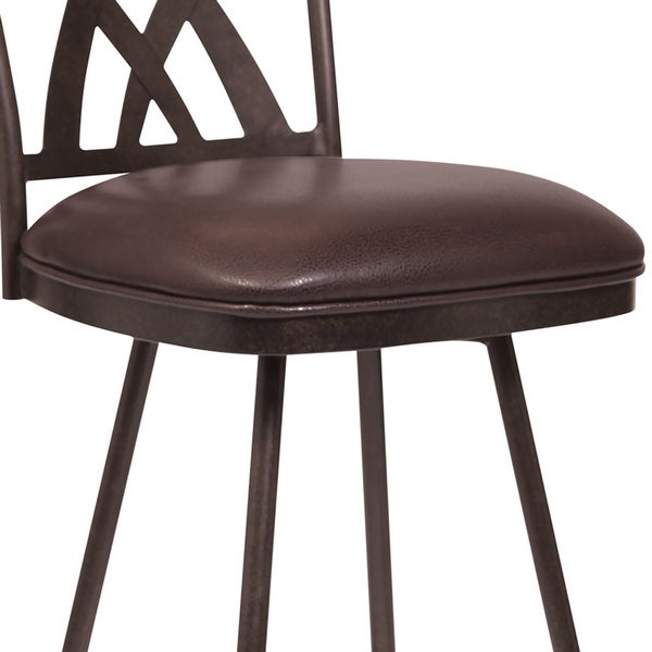 Counter Height Metal Swivel Bar Stool with Leatherette Seat， Brown