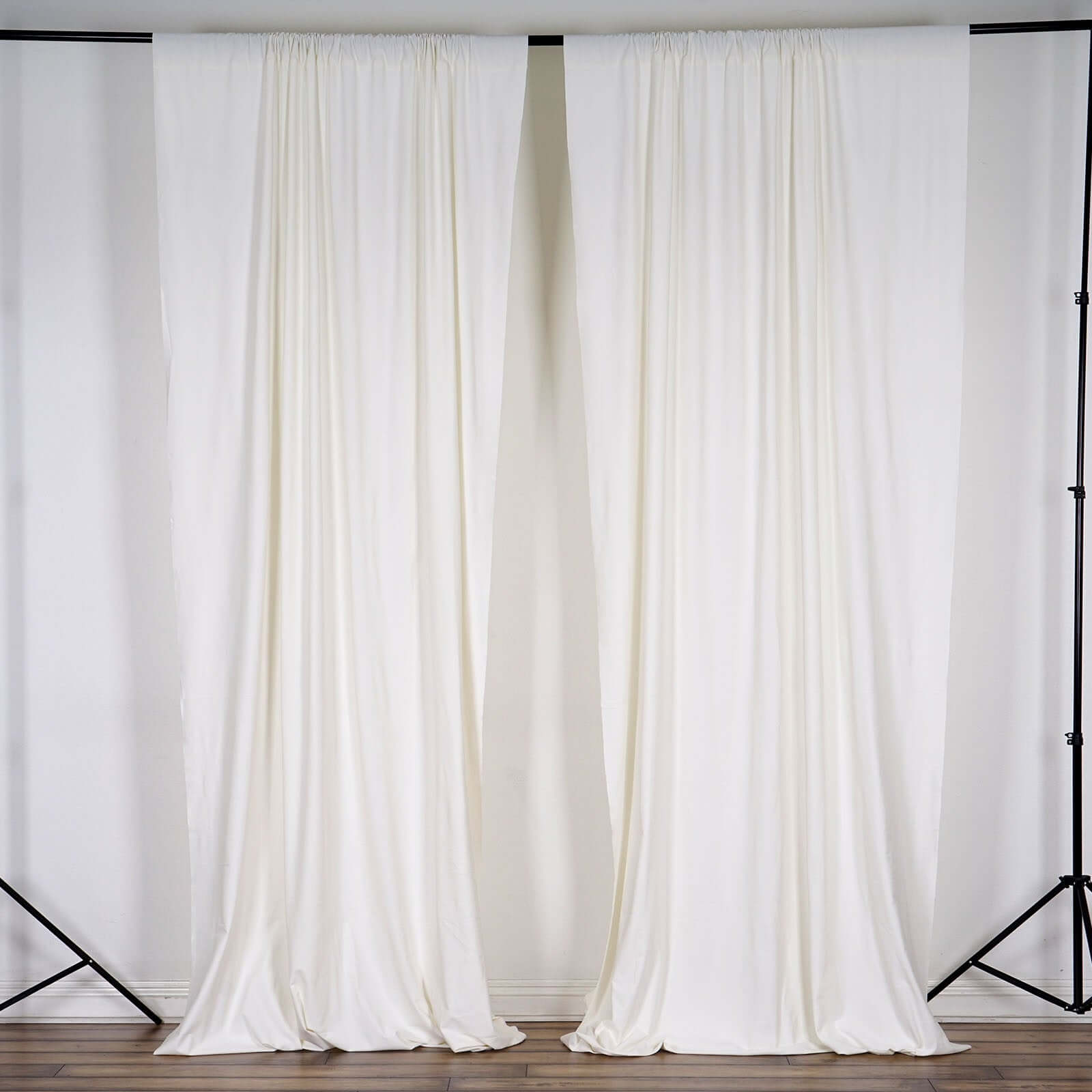 2 Pack Ivory Scuba Polyester Backdrop Drape Curtains, Inherently Flame Resistant Event Divider Panels Wrinkle Free With Rod Pockets - 10ftx10ft