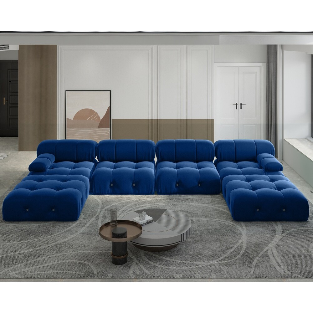 138'' Modern Velvet Upholstery U shaped Sectional Sofa