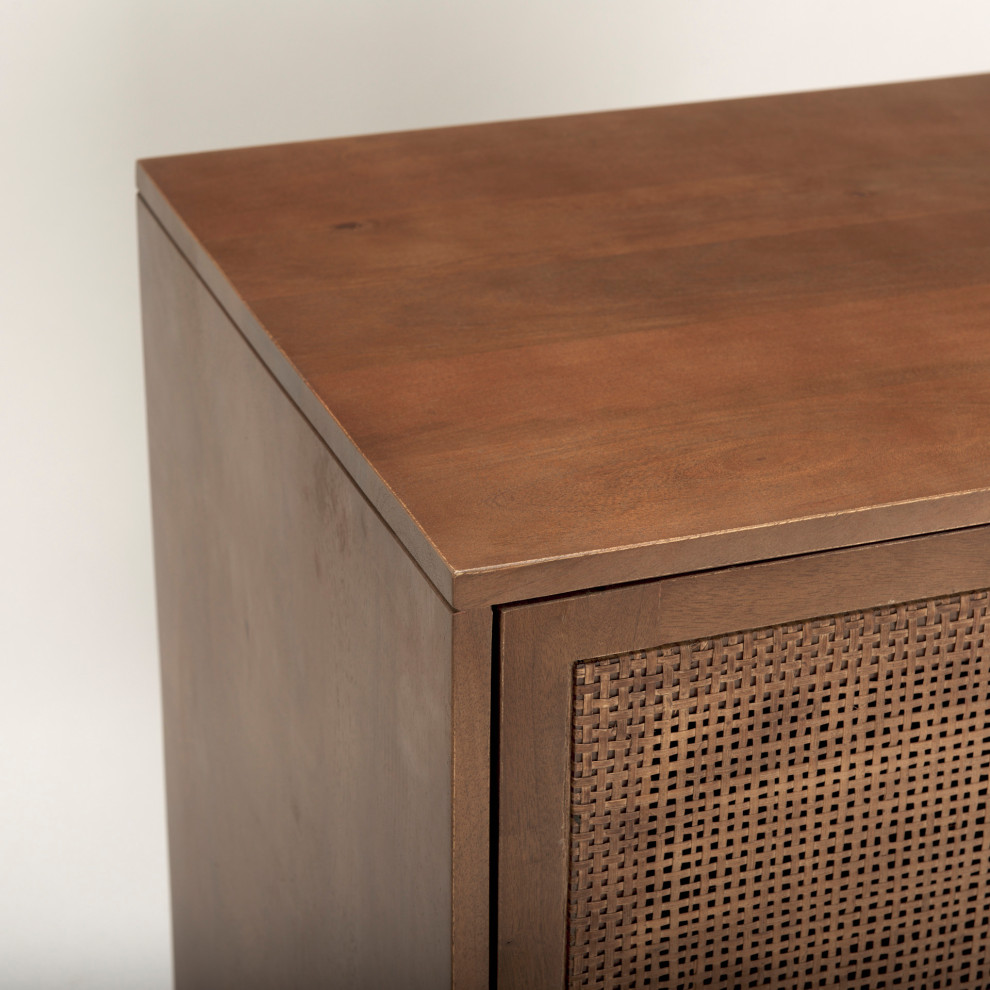 Grier Medium Brown Solid Wood With Cane Accent Cabinet   Tropical   Accent Chests And Cabinets   by Mercana  Houzz