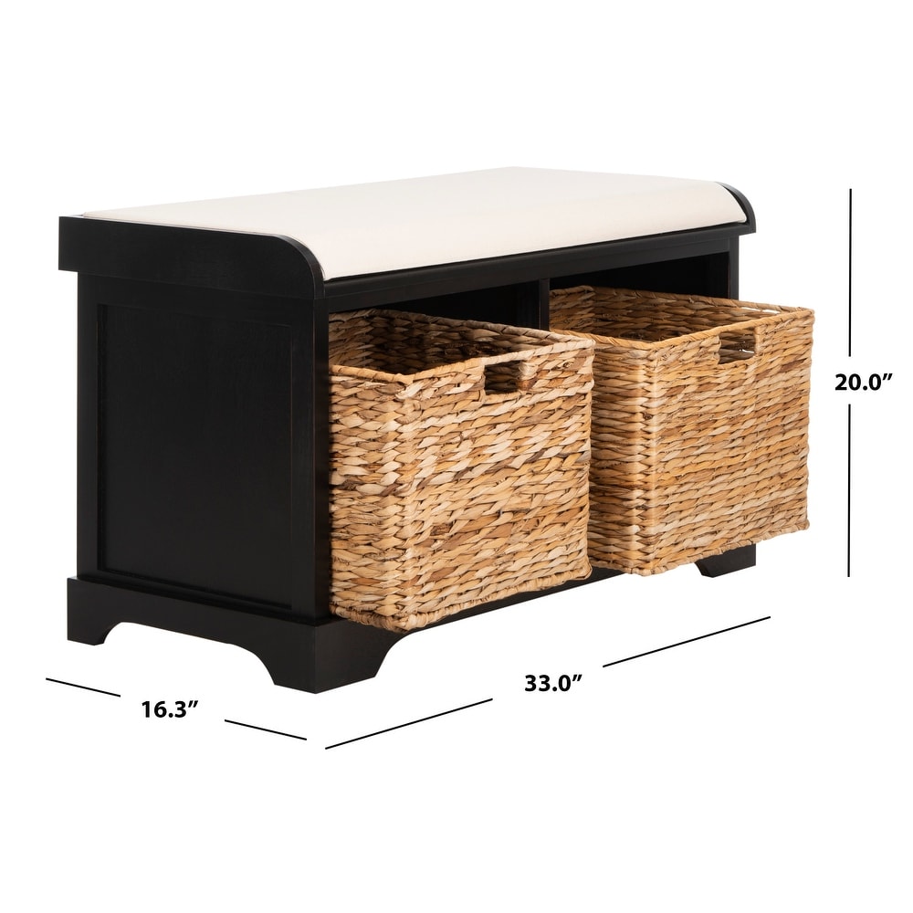 SAFAVIEH Freddy Wicker Black Storage Bench   33.5\