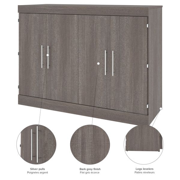 Bestar Nebula Full Cabinet Bed with Mattress in Bark Gray